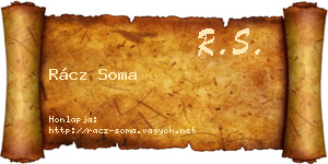 Rácz Soma névjegykártya